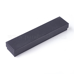 Cajas de joyas de cartulina de papel kraft, caja de col, Rectángulo, negro, 22.5x5x3 cm