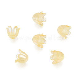 6-Petal Imitation Jelly Acrylic Bead Caps, AB Color Plated, Flower, Gold, 11.5x10.5x8.5mm, Hole: 1.4mm, about 2100pcs/500g
