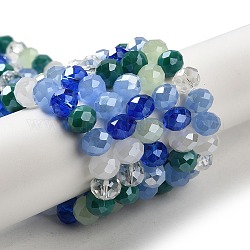 Chapelets de perles en verre, facette, rondelle, bleu clair, 10x8mm, Trou: 1mm, Environ 63~65 pcs/chapelet, 19.2~20 pouce (48~50 cm)