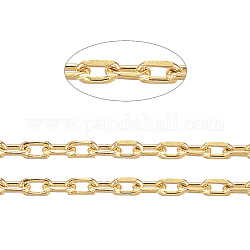 Ion Plating(IP) 304 Stainless Steel Cable Chains, Diamond Cut Chains, Soldered, Faceted, with Spool, Oval, Golden, 1.5x1x0.3mm, about 32.8 Feet(10m)/roll