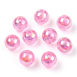 Transparente Acryl Perlen, ab Farben überzogen, Runde, Perle rosa, 8 mm, Bohrung: 2 mm, ca. 2100 Stk. / 500 g