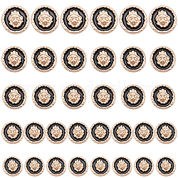 Olycraft 34 pieza de 5 tamaños de botones de metal para chaqueta, botones de aleación de 1 agujeros, 15 mm, 17 mm, 19 mm, 23 mm, 25 mm, botones de vástago con emblema de botón de león antiguo vintage para trajes de chaqueta, chaqueta de uniforme, oro claro mate