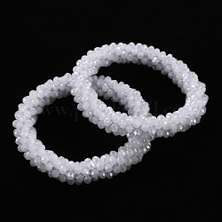 Ab braccialetti elasticizzati con perle di vetro sfaccettate sfaccettate color ab, gioielli fatti a mano alla moda femminile, fumo bianco, diametro interno: 1-3/4 pollice (4.5 cm)