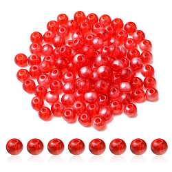 6/0 transparentes abalorios de cristal de la semilla, agujero redondo, rerondana plana, rojo, 4~4.5x3~4mm, agujero: 0.8~1.5 mm, 10 g / caja