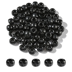 Abalorios de resina europea, abalorios grandes del agujero del barril, negro, 8x5~6mm, agujero: 4 mm