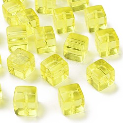 Perline acrilico trasparente, quadrato, giallo, 16.5x16x16mm, Foro: 3 mm, circa 116pcs/500g