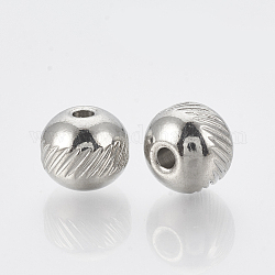 Intercalaire perles en 201 acier inoxydable, ronde, couleur inoxydable, 8x7mm, Trou: 2mm