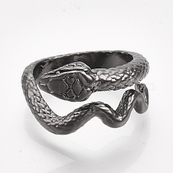 Сплав манжеты кольца пальцев, змея, металлический черный, Размер 8, 18 мм