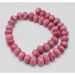 Natural Chrysocolla Beads Strands, Dyed, Rondelle, Cerise, about 14mm in diameter, 10mm thick, hole: 1mm, about 40pcs/strand, 15.5 inch