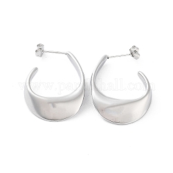 304 Stainless Steel Twist Teardrop Stud Earrings, Half Hoop Earrings, Stainless Steel Color, 30x22mm