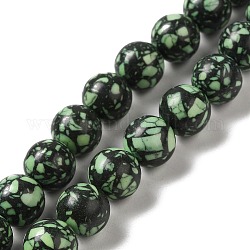 Нити бусин, окрашенных синтетическими драгоценными камнями, круглые, светло-зеленый, 10 мм, отверстие : 1.6 мм, около 38 шт / нитка, 14.76'' (37.5 см)