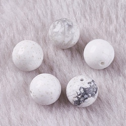 Natürliche Howlith Perlen, Hälfte gebohrt, Runde, 10 mm, Bohrung: 1.2 mm