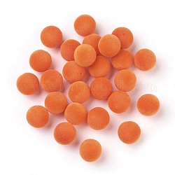 Abalorios de acrílico flocky, medio-perforado, redondo, rojo naranja, 16mm, agujero: 1.6 mm