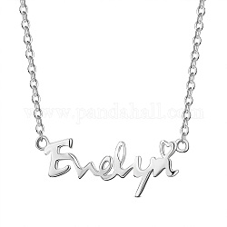 Ожерелья с подвесками shegrace 925 из стерлингового серебра, с кабельными цепями, слово, платина, 15 дюйм (38 см)