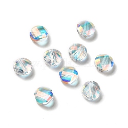 Verre imitation perles de cristal autrichien, facette, plat rond, clair ab, 8x4.5mm, Trou: 1.4mm