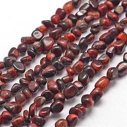 Natürlichen roten Tigerauge Perlen Stränge, Nuggets, gefärbt und erhitzt, 3~5x3~5x3~8 mm, Bohrung: 1 mm, ca. 85~90 Stk. / Strang, 15.7 Zoll (40 cm)