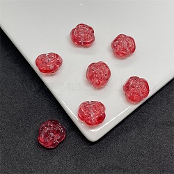 Perline di lampwork glitterate, roso, rosso, 12.5x14x9mm, Foro: 1.2 mm