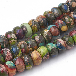 Ligne de perles de jaspe impérial en or synthétique, rondelle, 8~8.5x5mm, Trou: 1mm, Environ 79 pcs/chapelet, 15.9 pouce