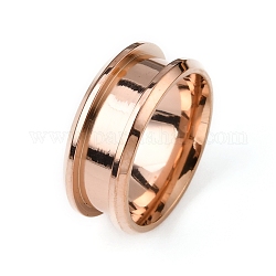 201 ajuste de anillo de dedo ranurado de acero inoxidable, núcleo de anillo en blanco, para hacer joyas con anillos, oro rosa, diámetro interior: 16 mm, Ranura: 4.3mm