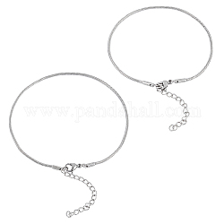 Unicraftale 2 tailles 10pcs 7-9in en acier inoxydable chaînes de serpent bracelet avec fermoirs à griffes de homard chaînes de bracelet hypoallergéniques pour la fabrication de bijoux au poignet couleur en acier inoxydable