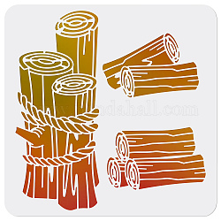 MAYJOYDIY Tree Stump Stencils Wooden Stake Painting Stencil Rope Stakes Pattern 11.8×11.8inch Durable Reusable PET Material DIY Drawing Templates Painting on Wood Wall Home Decor