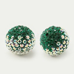 Austrian Crystal Beads, Pave Ball Beads, with Polymer Clay inside, Round, 205_Emerald, 18mm, Hole: 1mm