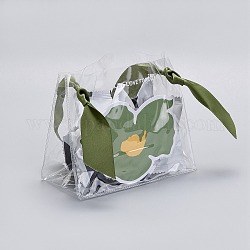 PVC Plastic Bags, with Silk Handle, for Gift Bag Party Favors, Olive Drab, 19x13.5cm, 10 sets/bag