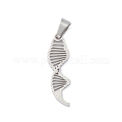 304 Stainless Steel Pendants, Chemistry DNA Charm, Stainless Steel Color, 29x9x1.3mm, Hole: 7x4.5mm