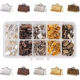 300pcs Fold Over Ends Cord End Caps Tips Crimps Cord Ends Leather Ribbon  Clamp Clasp Fold Over Cord Ends for Jewelry Making,Necklace Cord, DIY  Craft(3 Colors) 