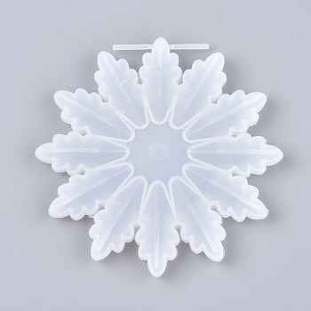 Moules à pendentif en silicone flocon de neige de Noël, moules de résine, pour la résine UV, fabrication de bijoux en résine époxy, blanc, 105x107x11mm, diamètre intérieur: 78x78 mm