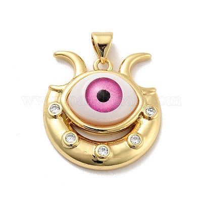 Сглаз с луной латунные подвески из прозрачного кубического циркония с микропаве KK-G419-10G-04-1