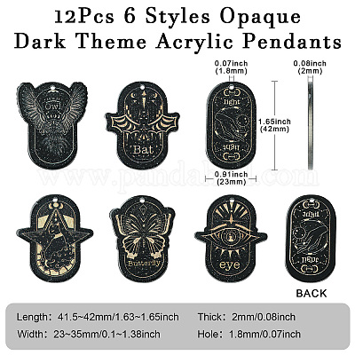 12 шт. 6 стиля непрозрачных темных акриловых подвесок OACR-CJ0002-09-1