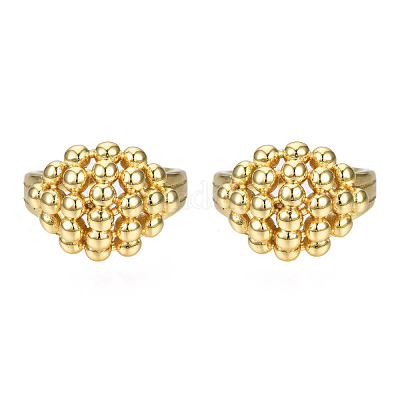 Кольцо-манжета с латунным шариком и ромбом для мужчин и женщин RJEW-N037-019-1