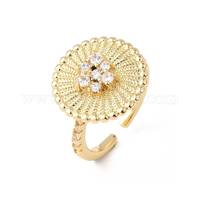 Регулируемые латунные кольца-манжеты с микропаве из кубического циркония для женщин RJEW-B139-07G-01-1