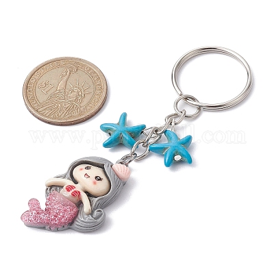 Брелок-подвеска из непрозрачной смолы «русалка» X1-KEYC-JKC00624-05-1