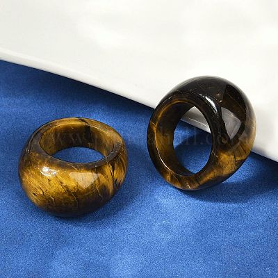 Натуральные кольца на палец «тигровый глаз» для унисекса RJEW-C128-01E-1