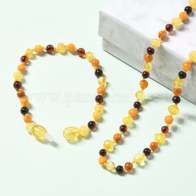 Браслеты и ожерелья из натурального янтаря для ребенка AJEW-K050-03-1