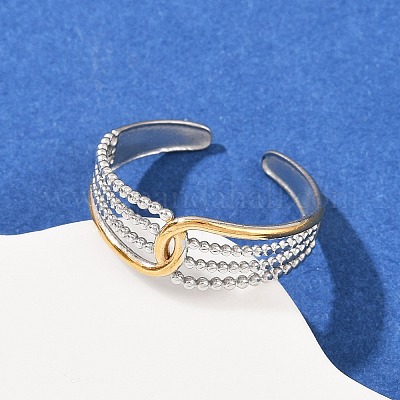 Двухцветные манжетные кольца из нержавеющей стали 304 RJEW-S635-01GP-07-1