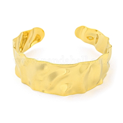 Ионное покрытие (ip) 304 нержавеющая сталь текстурированные открытые браслеты-манжеты для женщин STAS-M001-15G-1