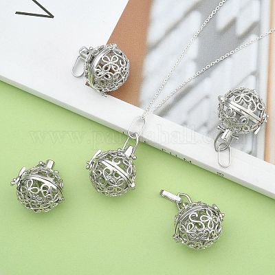 Экологически чистые полые латунные круглые подвески в клетке KK-L143-02-NR-1