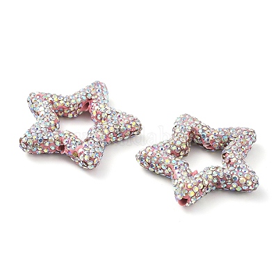 Звездообразные полимерные глиняные бусины со стразами CLAY-NH0001-06G-1