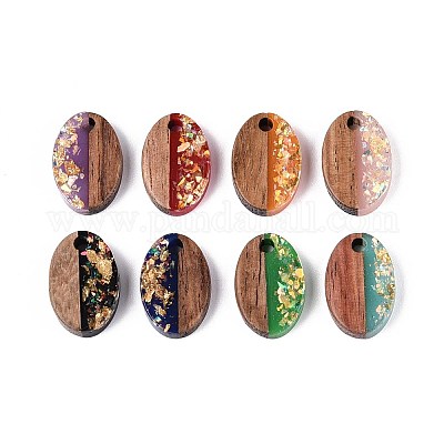 Подвески из непрозрачной смолы и орехового дерева RESI-T060-04M-1