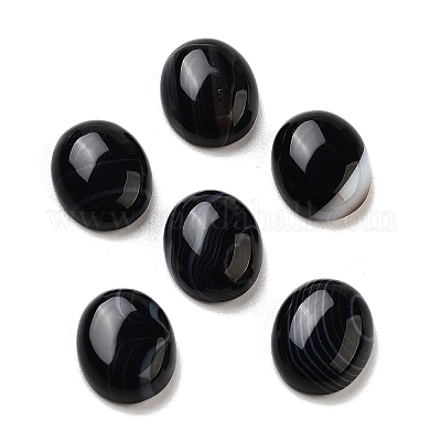 Кабошоны из натурального окрашенного и нагретого черного агата G-G145-01A-31-1