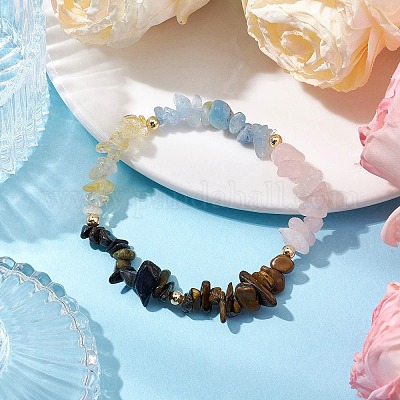 Козерог страж драгоценный камень растягивающиеся браслеты BJEW-JB11108-12-1