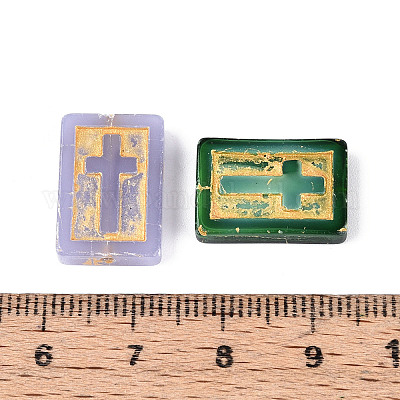 Прямоугольник с перекрещивающимися стеклянными бусинами GLAA-T025-72M-1