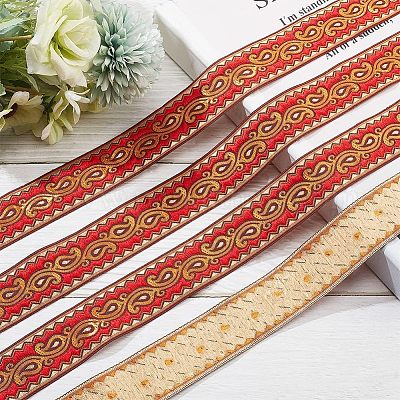 Rubans plats polyester broderies ethniques&nbsp;OCOR-WH0060-38C-1