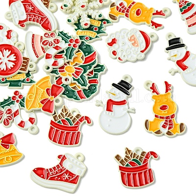 24 шт. 12 стиля подвески из эмалевого сплава с рождественской тематикой ENAM-FS0002-19P-1