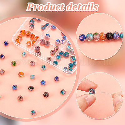 90шт 9 цвета ручной работы золотой песок бусины лэмпворк LAMP-PH0001-25-1