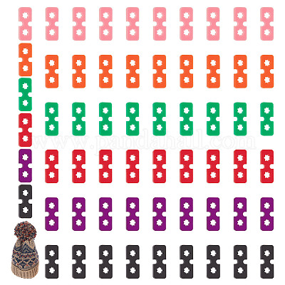 60 шт. 6-цветный акриловый инструмент для изготовления застежки для вязания шапки FIND-GA0004-05-1