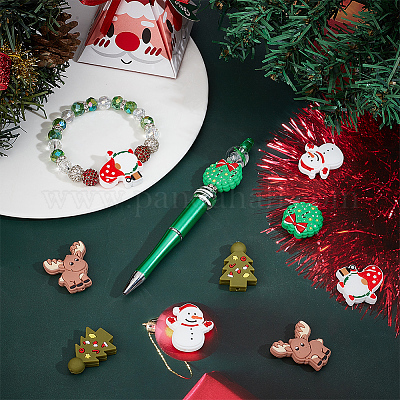 10 шт. 5 стиля рождественской тематики из пищевого экологически чистого силикона фокусные бусины SIL-SC0001-93-1